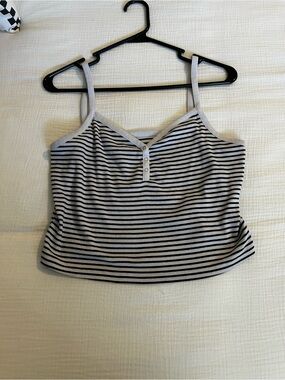 No Boundaries Black and White Striped Spaghetti Strap Cami